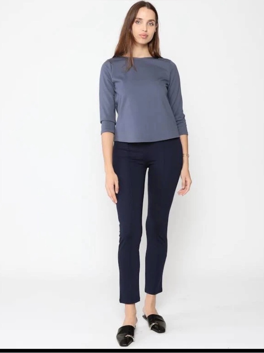 NWT Ripley Rader Navy Ponte Knit Slim Leg Pull-On Pants Made in USA Sz 3
